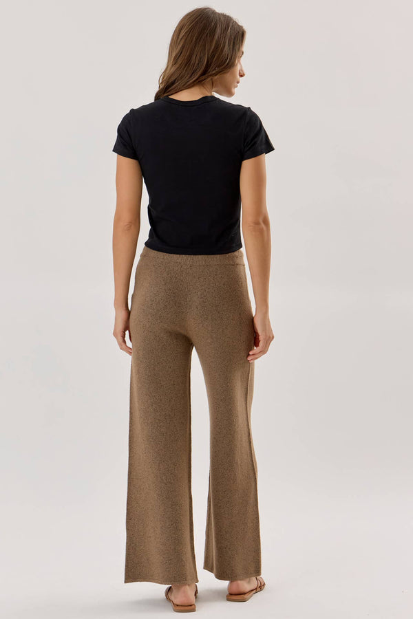 Ultra Soft Wide Leg Drawstring Heathered Sweater Pants