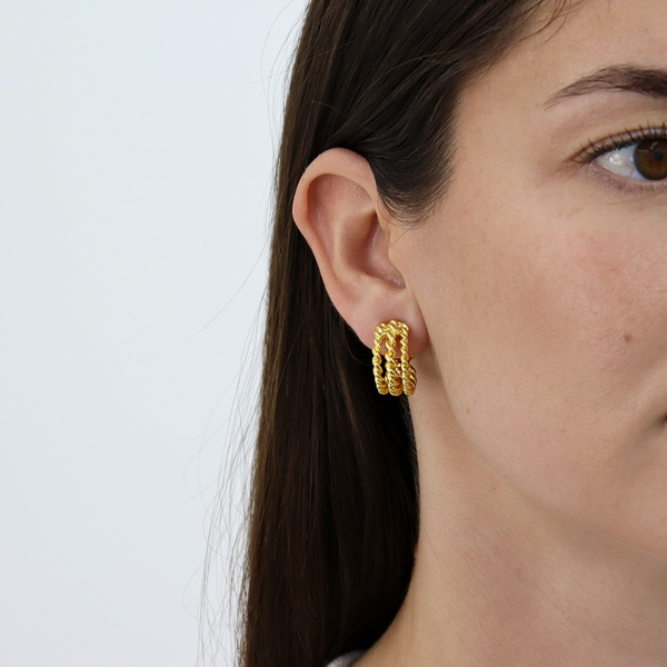 Twisted Rope Clip-On Hoops-Blue Hand Home
