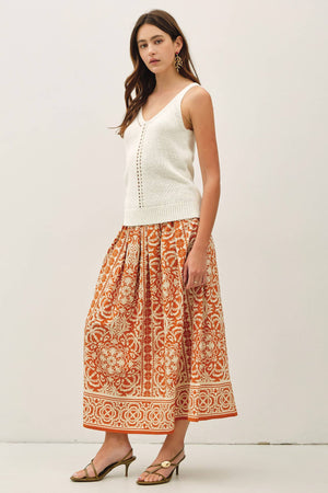 DRAPING PLEATS MAXI SKIRT-Blue Hand Home