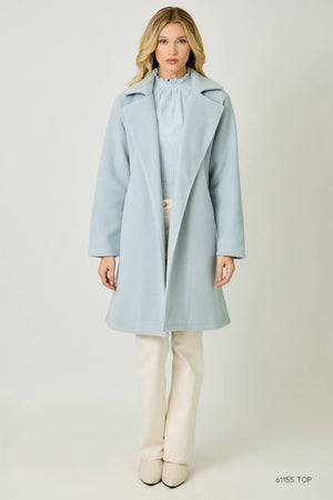 60745 Lapel Collar Robe Coat-Blue Hand Home
