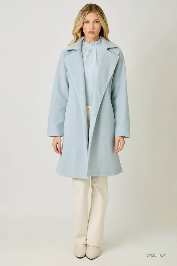 60745 Lapel Collar Robe Coat-Blue Hand Home