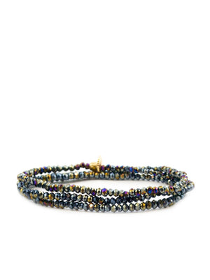 Mini stretch crystal beaded wrap bracelet-Blue Hand Home