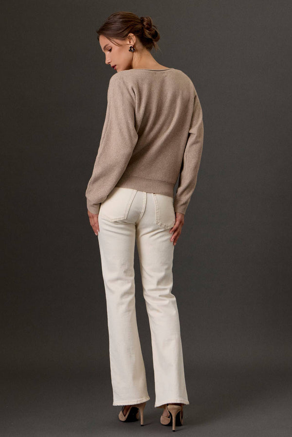 Ultra Soft Boat Neck Heathered Sweater