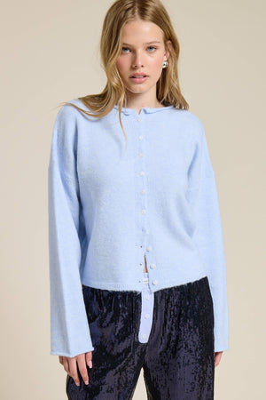 Essential Button Down Cardigan Top-Blue Hand Home