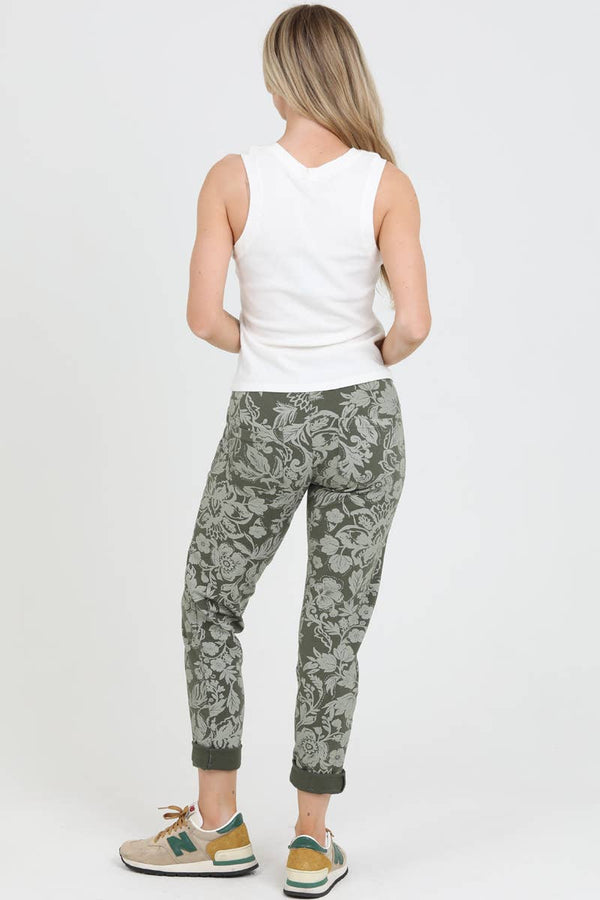 NP746-BW74 FLORAL PRINT JOGGER PANTS