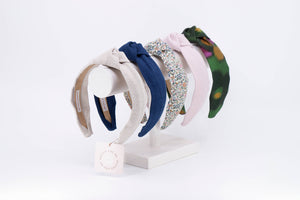 Nautical Blue & White Stripe Knot Headband | Women & Girls-Blue Hand Home
