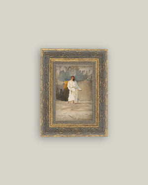 Christ Coming Out Of The Tomb Framed Antique Art-Blue Hand Home