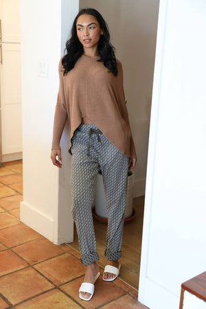 Npa31-Bw73 One Size Jaquard Drawstring Waist Pants