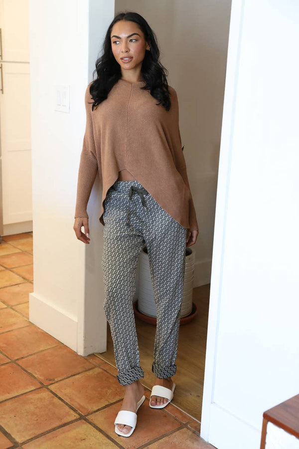 Npa31-Bw73 One Size Jaquard Drawstring Waist Pants