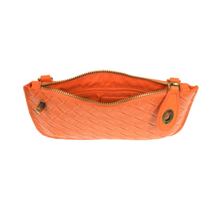 Faux Wide Woven Mini Crossbody Wristlet Clutch-Blue Hand Home