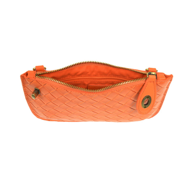 Faux Wide Woven Mini Crossbody Wristlet Clutch-Blue Hand Home