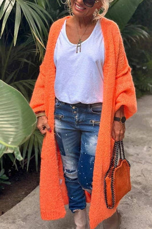 Love & Peace Exposed Seam Knit Sweater Long Cardigan-Blue Hand Home