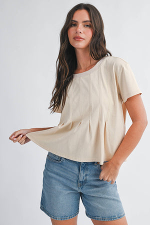 8613HK Pleated Swing Tee Top-Blue Hand Home