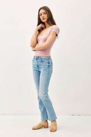 Square Neck Knit Tee-Blue Hand Home