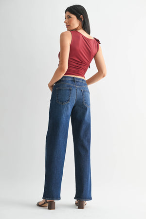 Loose Straight W/ Regular Hem - Dark Denim - Bp484j