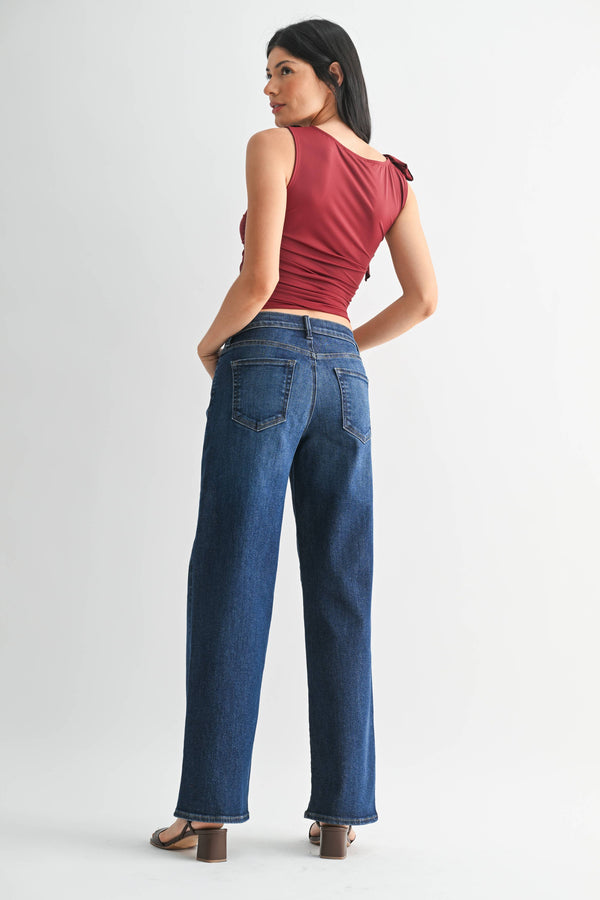 Loose Straight W/ Regular Hem - Dark Denim - Bp484j