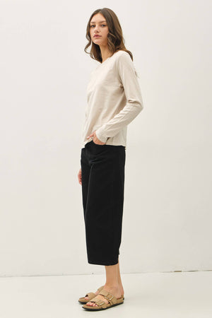 Cotton Slub Crewneck Long Sleeve Tee