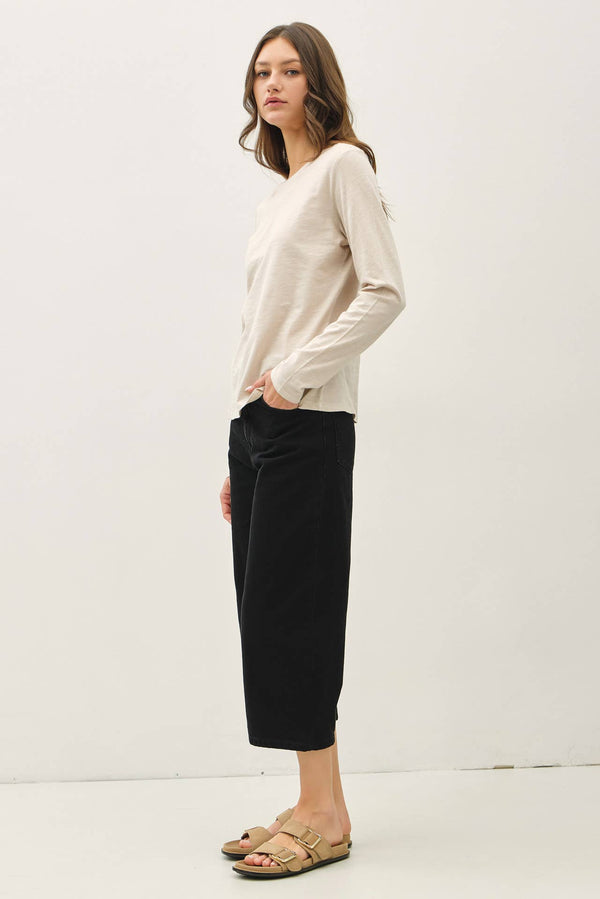 Cotton Slub Crewneck Long Sleeve Tee