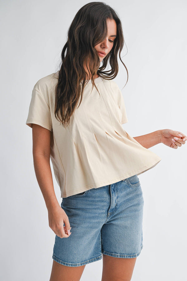 8613HK Pleated Swing Tee Top-Blue Hand Home