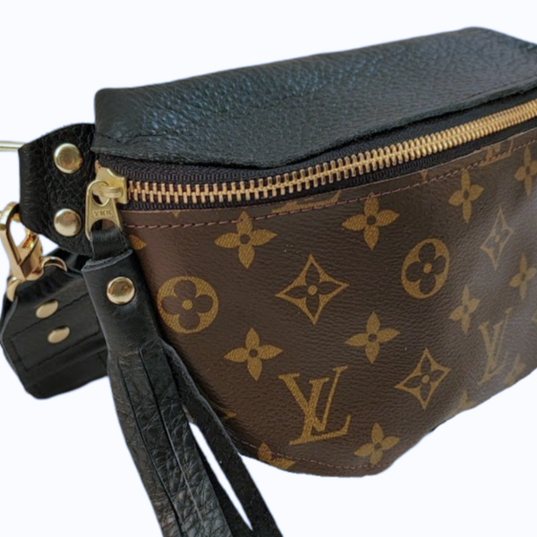 Britt Belt Bag - Upcycled Monogram Full Front - Black