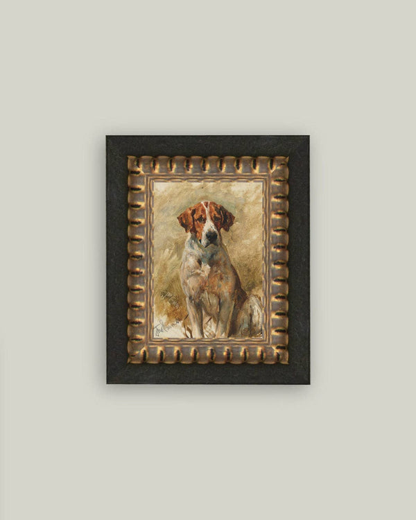 Study of a Hound Framed Antique Art-Blue Hand Home