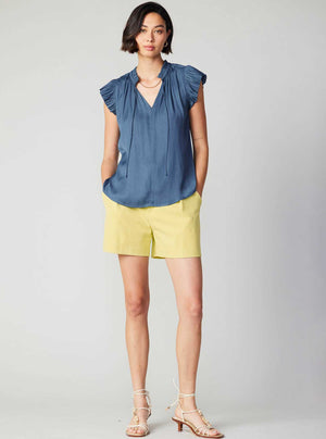 Margot Pleated Sleeve Blouse-Blue Hand Home