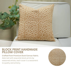 Bohemian Print Duck Canvas Pillow Cover - Ola Vrishti-Blue Hand Home