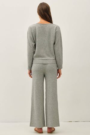 Ultra Soft Wide Leg Drawstring Heathered Sweater Pants