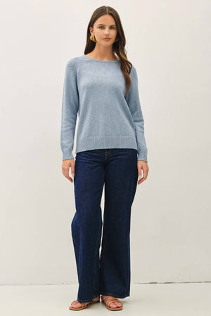 [NEW SHADE]RAGLAN SLEEVE SLUB PULLOVER SWEATER-Blue Hand Home