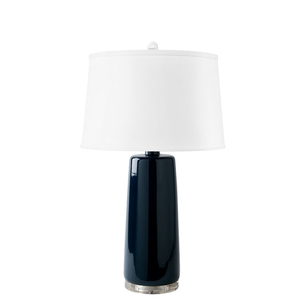 Edgware Lamp with Shade 17-inch White Linen, Nickel, Green Lapis