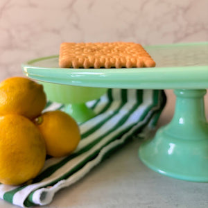 Jadeite Glass Collection Cake Stand-Blue Hand Home