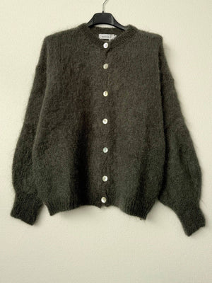 Cropped cardigan in 80% kid mohair-Blue Hand Home