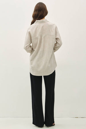 HAIRLINE STRIPE BUTTON DOWN SHIRT-Blue Hand Home