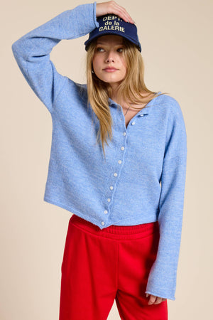 Essential Button Down Cardigan Top-Blue Hand Home