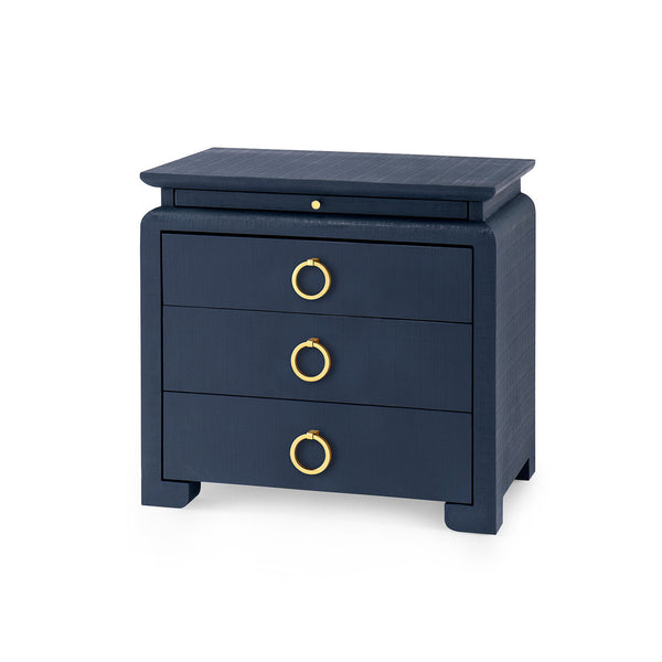 Elina 3-Drawer Side Table with Glass Top, Vanilla