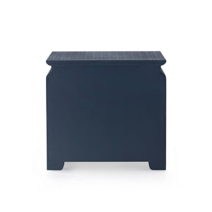 Elina 3-Drawer Side Table, Modern Lacquered Linen in Storm Blue