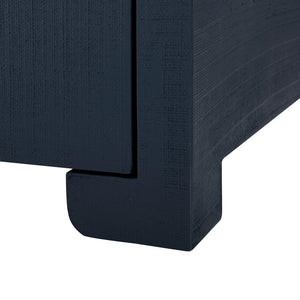 Elina 3-Drawer Side Table, Modern Lacquered Linen in Storm Blue