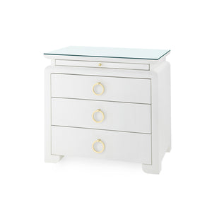 Elina 3-Drawer Side Table with Glass Top, Storm Blue