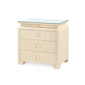 Elina Console with Glass Top, Storm Blue