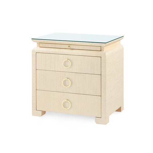 Elina Console with Glass Top, Storm Blue