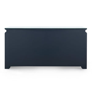 Elina Extra Large 6-Drawer Console with Glass Top, Storm Blue