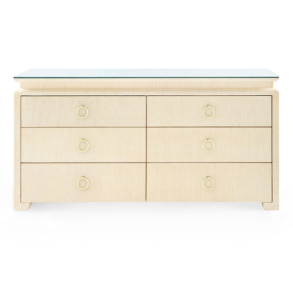Elina Extra Large 6-Drawer with Glass Top, Natural Twill