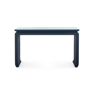 Elina Console with Glass Top, Storm Blue