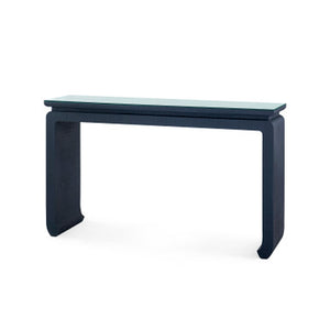 Elina Console with Glass Top, Storm Blue