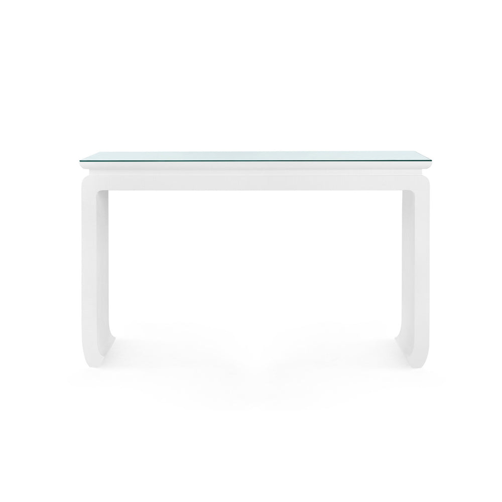 Elina Console with Glass Top, Vanilla-Blue Hand Home