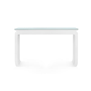Elina Console with Glass Top, Vanilla