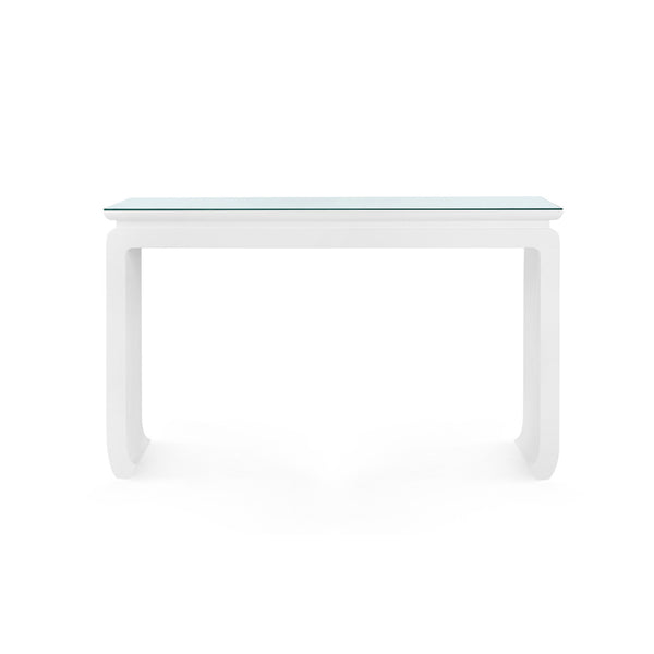 Elina Console with Glass Top, Vanilla