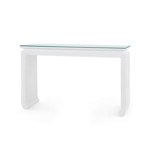 Elina Console with Glass Top, Storm Blue