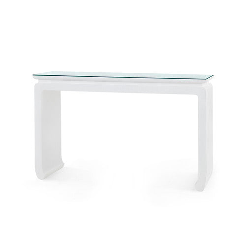 Elina Console with Glass Top, Storm Blue
