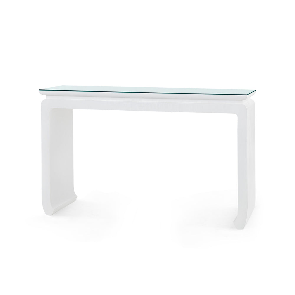 Elina Console with Glass Top, Vanilla-Blue Hand Home